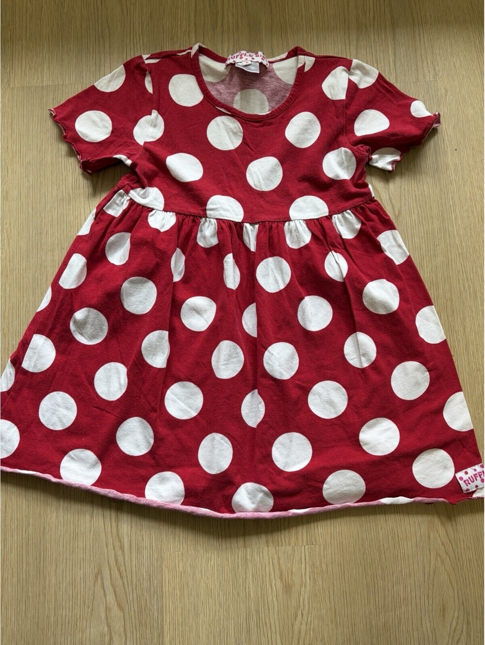 girl red polka dot dress